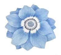 Tapis de sol rond motif lotus chinois doux pour cristal velours antidérapant absorbant tapis de cuisine à séchage rapide pour chambre à coucher, entrée, buanderie (bleu pâle)