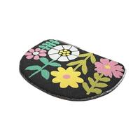 Tapis de sol semi-circulaire absorbant pour salle de bain - Motif fleur vive - 40 x 60 cm