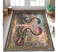Tapis de sol serpents, roses mystiques bohèmes avec boule de cristal sans or, envers antidérapant, tapis rectangulaire qui ne perd pas ses poils pour salle de bain, chevet, entrée, décoration de porte