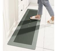 Tapis de sol super absorbant, grande taille, tapis de salle de bain, tapis de cuisine simple lavable en machine, grand tapis de salon, fond antidérapant en caoutchouc (45 x 150 cm, rectangulaire vert)