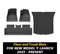 Tapis De Sol Tpe Et Doublure De Chargement,Pour Tous Temps,Pour Modèle Tesla Y Launch 2025 + Juniper,Tapis De Dossier De Siège - Type Floor Trunk-Left Hand Drive