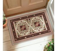 Tapis de sol traditionnel classique avec motif de roses, feuilles florales sans bordeaux, envers antidérapant, tapis imprimé rectangulaire, tapis pour buanderie, salle de bain, entrée, décoration, 0,6