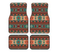 Tapis de Sol Turquoise à Motif Tribal du Sud-Ouest, Ensemble de 4 pièces, Tous Temps, antidérapants, universels pour Voiture