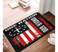 Tapis de sol « Une nation sous Dieu » avec croix et drapeau américain, mignon et antidérapant, idéal pour la cuisine, le salon, la chambre d'enfant, la chambre de bébé, la décoration intérieure et les