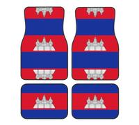 Tapis de sol universels pour voiture, 4 pièces, 4 pièces, pour SUV, berline, camionnette, camion, motif drapeau du Cambodge