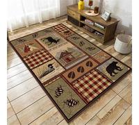 Tapis De Sol Vintage Country Lodge Bear Moose Deer Tapis De Salon Rustic Cabin Wildlife Tapis De Jeu Pour Enfants GarçOns Filles Et Adolescents Rug Pour Chambre à Coucher (Colour 3,80x160 cm)