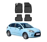 Tapis de Sol Voiture Compatible avec Citroen C3 2009-2017 Caoutchouc TPE Noir