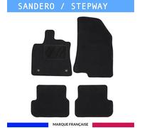Tapis de sol voiture - Sur mesure pour Dacia SANDERO / STEPWAY dès 01/2021 - Moquette Antidérapante - Clips et Scratch - 4 pièces