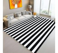 Tapis de Sol Waschbar rectangulaire - Noir et Blanc Lavable Tapis Simplicité Zèbre Rayures Poils Ras Moquette Chambre 140 x 200 cm pour Chambre à Coucher, Chambre d'enfant Tapis d'intérieur