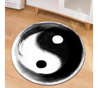 Tapis De Sol, Yin Et Yang œil De Poisson Tapis Rond, Moderne Rétro Style Encre Lavable Noir Et Blanc Taiji Tapis D'intérieur Pour Salon Salle De Jeux Chambre à Coucher (Colour2,Diameter 120cm)