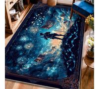 Tapis de soldat, feux d'artifice patriotiques, drapeaux américains, jour de l'indépendance, envers antidérapant, tapis d'intérieur rectangulaire qui ne perd pas ses poils pour salon, sous la table