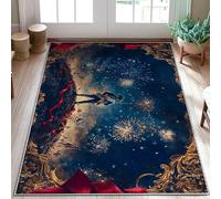 Tapis de soldat patriotique festif drapeau feu d'artifice bleu indépendance avec dos antidérapant, tapis de bord relié pour buanderie, salle de bain, porte