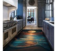 Tapis de Soleil couchant de Lune au Clair de Lune 80x120cm Rugs lavables Full Moon Sea Thin Soft Tapis de Nuit Style Luxueux pour Cuisine Salle à Manger Chambre