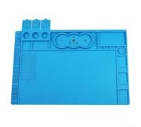 Tapis de soudure TE-506 en silicone résistant à la chaleur compatible avec les stations de soudure standard et outils à main Base antidérapante stable 480 x 320 mm Bleu pour réparation électronique de