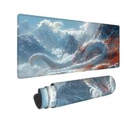 Tapis de Souris 1000 x 500 mm, Dragon Tapis de Souris Blanc Motif avec Base en Caoutchouc Antidérapant, Imperméable Mouse Pad Bords Surpiqués Design pour Gaming Accessoire, Bureau, Cadeau -zzg25055C
