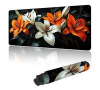 Tapis de Souris 1000 x 500 mm, XXL Tapis de Souris Gamer, avec Bords Cousus, Caoutchouc Antidérapant Étanche Mouse Pad, Usure Lavable Sous-Mains, pour Bureau Ordinateur Maison Couleur orange Lis G-g49