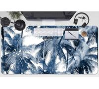 Tapis de Souris 100x50 cm Protection des Surfaces pour L’espace de Travail Idéal à la Maison Imperméable Facile à Nettoyer Antidérapante Bords Arrondis Vinyle PVC - palmiers tropicaux