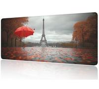 Tapis de Souris 1200x500 Rouge, Tapis Souris XXL Gaming Paris - Base Anti-Dérapante en Caoutchouc, Surface Micro-Tissée pour Précision, Silencieux, Lavable sous Main pour Gamer et Télétravail M1-65