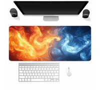 Tapis De Souris 1200x600x3mm, Brume Rouge et Bleue Grand Tapis de Souris Gaming, Gamer Mouse Pad avec Coutures sur Les Bords, Base en Caoutchouc Naturel Antidérapante, Lavable sous Main Bureau