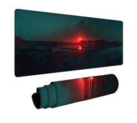 Tapis de Souris 1200x600x3mm Vue Nocturne, Big Ben Tapis de Bureau Gaming, Mouse Pad avec Base en Caoutchouc, Desk Mat avec Coutures sur Les Bords, Accessoire Gamer, pour Bureau Maison, Gamer, Y-8297