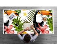 Tapis de Souris 120x60 cm Protection des Surfaces pour L’espace de Travail Idéal à la Maison Imperméable Facile à Nettoyer Antidérapante Bords Arrondis Vinyle PVC - Toucan et ananas