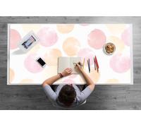 Tapis de Souris 120x60 cm Vinyle PVC Facile à Nettoyer Bords Arrondis Imperméable Protection des Surfaces Idéal à la Maison Antidérapante pour L’espace de Travail - Points pastel