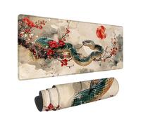 Tapis de Souris 150 x 80 cm, Serpent Tapis de Souris Blanc Motif avec Base en Caoutchouc Antidérapant, Imperméable Mouse Pad Bords Surpiqués Design pour Gaming Accessoire, Bureau, Cadeau -zzg25055C