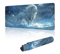 Tapis de Souris 1600 x 800 mm, XXL Tapis de Souris Gamer, avec Bords Cousus, Caoutchouc Antidérapant Étanche Mouse Pad, Usure Lavable Sous-Mains, pour Bureau Travail Ordinateur Maison Bleu Lion G-g171