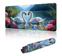 Tapis de Souris 1600 x 800 mm, XXL Tapis de Souris Gamer, avec Bords Cousus, Caoutchouc Antidérapant Étanche Mouse Pad, Usure Lavable sous-Mains, pour Bureau Ordinateur Maison Blanc Cygne G-g15