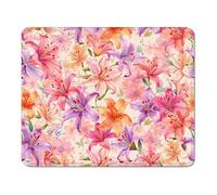 Tapis de Souris 180 x 230 x 3 mm, Mouse Pad avec Base en Caoutchouc Antidérapante, Bords Cousus, Tapis Souris pour Ordinateur de Bureau, PC, Laptop et Gaming - Rose & Lis XS#542