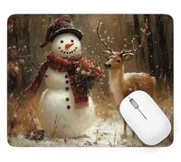 Tapis de Souris 220 x 180 mm, Imperméable Sous Main Bureau Cerf, A-1851 | Mouse Pad avec Bords Cousus, Base en Caoutchouc Antidérapant Tapis Souris Bonhomme de neige, pour Maison Bureau Decor A-1851