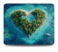 Tapis de Souris, 23 x 18cm Tapis de Bureau Mouse Pad Île, Base en Caoutchouc Imperméable et Antidérapante, Offrez-Vous Une Glisse Ultra-Douce et Un Suivi Optimal, pour Travail, Jeux Bleu 0d-128