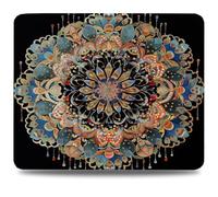 Tapis de Souris, 23 x 18cm Tapis de Bureau Mouse Pad Mandala, Base en Caoutchouc Imperméable et Antidérapante, Offrez-Vous Une Glisse Ultra-Douce et Un Suivi Optimal, pour Travail, Jeux Noir 0d-674