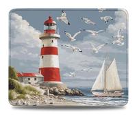 Tapis de Souris, 23 x 18cm Tapis de Bureau Mouse Pad Phare, Base en Caoutchouc Imperméable et Antidérapante, Offrez-Vous Une Glisse Ultra-Douce et Un Suivi Optimal, pour PC/Mac, Voilier (2) 0d-132