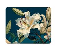 Tapis de Souris 240 x 200 x 3 mm, Mouse Pad avec Base en Caoutchouc Antidérapante, Bords Cousus, Tapis Souris pour Ordinateur de Bureau, PC, Laptop et Gaming - Fleurs & Lis XS#898