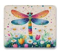 Tapis de Souris - 240 x 200 x 3mm, Tapis Souris d'Ordinateur, Base Caoutchouc Anti-Dérapant, Glissement Facile, Résistant, Portable Sous Main Bureau Crème pour PC, Ordinateur, Bureau, libellule c0-688