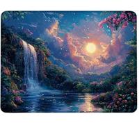 Tapis de Souris 24x20 cm Tapis Souris Gamer Bords Cousus Mousepad, Base en Imperméable Caoutchouc Antidérapante, Glissement Facile, Résistant aux Eclaboussures, Durable, Paysage La Lune w0j-366