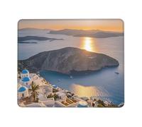 Tapis de souris 25,4 x 30,5 cm avec base en caoutchouc antidérapant pour clavier de travail Motif île de Grèce coucher de soleil paysage Pour homme femme