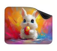 Tapis de Souris 250x210x3mm, Tapis de Souris Gaming avec Base en Caoutchouc Antidérapante Lavable, Surface Lisse pour Contrôle Précis, Bords Cousus, pour Jeux Bureau, Maison - Blanc Lapin X-z-3106