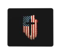 Tapis De Souris 25X30CM, Christianisme Jésus Américain Drapeau des États-Unis Tapis De Bureau Durable sous-Main Comfortable Mouse Pad pour Travail Claviers Table