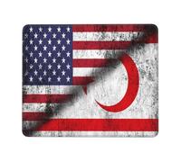 Tapis De Souris 25X30CM, Demi-Drapeau Américain République Turque De Chypre du Nord Mousepad Durable Tapis De Bureau Antidérapante sous-Main pour Claviers Maison Travail