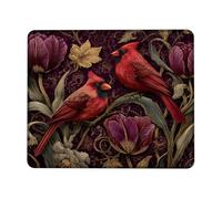 Tapis De Souris 25X30CM, Fleurs De Cardinal, Motif Printanier Rouge Vif Mouse Pad Moderne sous-Main Comfortable Tapis De Bureau pour Travail Table Maison