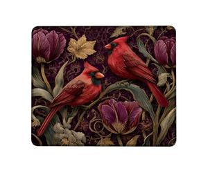 Tapis De Souris 25X30CM, Fleurs De Cardinal, Motif Printanier Rouge Vif Mouse Pad Moderne sous-Main Comfortable Tapis De Bureau pour Travail Table Maison