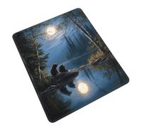 Tapis De Souris 25X30CM, Lac De La Pleine Lune des Ours Mouse Pad Antidérapante sous-Main Durable Tapis De Bureau pour Travail Claviers Table