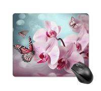 Tapis De Souris 25X30CM, Orchidée Fleur Papillon Douceur Fraîcheur Printemps sous-Main Antidérapante Tapis De Bureau Durable Mouse Pad pour Claviers Maison Travail
