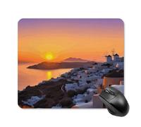 Tapis De Souris 25X30CM, Paysage du Coucher De Soleil sur Une Île Grecque Mousepad Moderne Tapis De Bureau Comfortable Mouse Pad pour Maison Claviers Travail