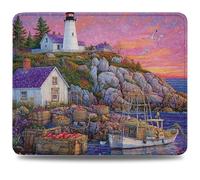Tapis de Souris, 26 x 21cm Tapis de Bureau Mouse Pad Phare, Base en Caoutchouc Imperméable et Antidérapante, Offrez-Vous Une Glisse Ultra-Douce et Un Suivi Optimal, pour Travail, Jeux Bateau 0d-131