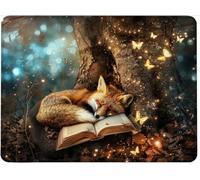 Tapis de Souris 26x22 cm Tapis Souris Gamer Bords Cousus Mousepad, Base en Imperméable Caoutchouc Antidérapante, Glissement Facile, Résistant aux Eclaboussures, Durable, Portable, Renard Livre w0j-412