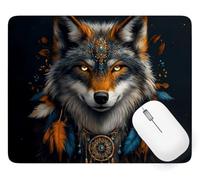 Tapis de Souris 290 x 240 mm, Imperméable Sous Main Bureau Loup, A-1556 | Mouse Pad avec Bords Cousus, Base en Caoutchouc Antidérapant Tapis Souris Attrape-rêves, pour Bureau Decor Cadeaux A-1556