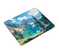 Tapis de Souris 290 x 240 x 3 mm Bleu Tapis Souris Gaming Imperméable, Montagne Mouse Pad avec Base en Caoutchouc Antidérapant, Petit Mousepad avec Bords Cousus pour Maison, Bureau, Voyage S0-668